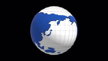 3D Rotating Earth Globe Animation. Transparent Background. Seamless Loop. 4K video