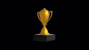 3D Rotating Trophy on a Transparent Background. Award 3D. 4K video