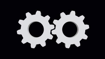 Settings Gears Rotating on a Transparent Background. Seamless Loop. 4K video