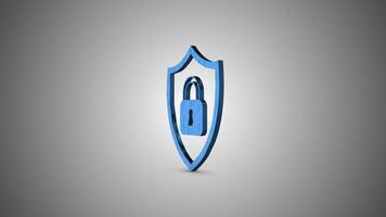 3D Cybersecurity Shield Rotating Seamless Loop. Shield and Lock. 4K video