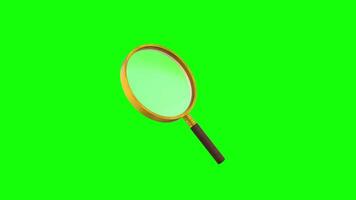 3D Rotating Magnifying Glass on Green Screen Background. Search Bar Icon. 4K video