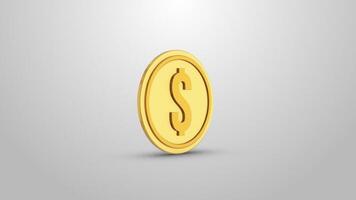 3D Reflective Dollar Sign Coin Rotation. Seamless Loop. 4K video