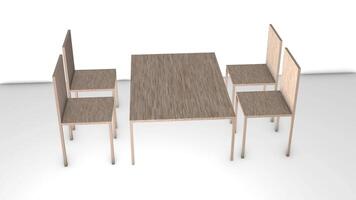Low Poly 3D Chairs and Table Rotating Animation. 4K video