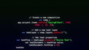 Programming Code Typing on Screen. Typing Code Animation. 4K video