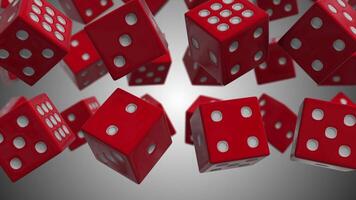 3D Dice Falling Animation. Dice Rain Animation. 4K video