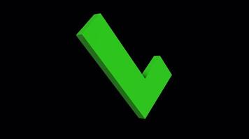 3D Checkmark Sign Rotating on a Transparent Background. Tick Mark. 4K video