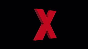 3D Rotating Cross Sign on a Transparent Background. Wrong Symbol. 4K video