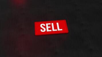 Sell 3D Button Rotating. Crypto Sell Button. Red Theme. 4K video