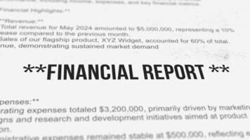 Financial Report Text Rotating Animation. Financial Statement. 4K video