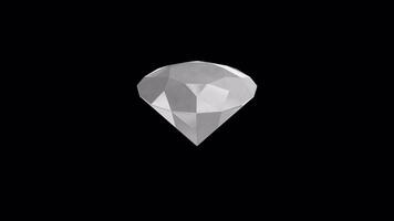 3D Shining Diamond Rotating with Transparent Background. Seamless Loop. 4K video