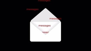 Envelope Opening Animation with a Transparent Background. Messages Receiving in Inbox. 4K video