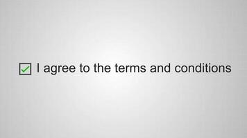 Tick mark to terms and conditions. Agreeing terms and conditions. 4K video