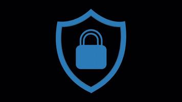 3D Cyber Security Shield Transition with Transparent Background. 4K video
