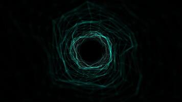 Rounded Wireframe Tunnel Animation. Wavy Lines Tunnel. 4K video