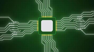 CPU Processor Chip Lines Animation. Circuit Board Lines. Seamless Loop. 4K video