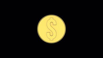 3D Golden Coin Transition with a Transparent Background. Coin Transition. 4K video