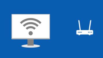 Computer Connecting to WiFi Router. WiFi Connection. WiFi Signal. 4K video