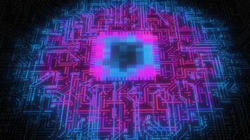 CPU Processor Animation. Processor Glowing Digital Lines video