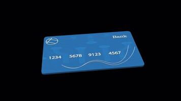 3D Debit Card Rotating on a Transparent Background. Credit Card Animation. video