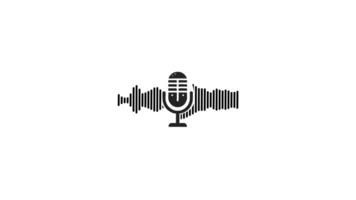 Microphone Sound Waves Animation on a White Background. Audio Waveform Animation video