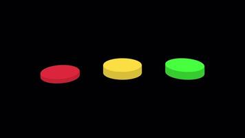 Pressing Red Yellow And Green Button. 3D Buttons on a Transparent Background with Seamless Loop. video
