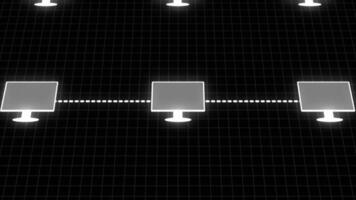 2D Animation. Computer Network with Interconnected Computers and Global Internet Connectivity. video