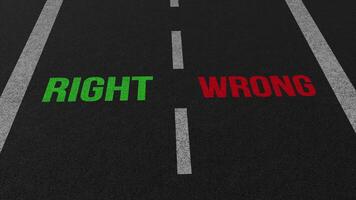 Right or Wrong Title Rotating on a Road Texture. video