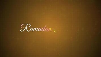 Mesmerizing Ramadan Kareem greetings with white text animation and a magical golden dust background. video