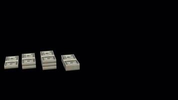 Money Stack Increasing Animation on a Transparent Background. Dollar Stacks Increasing. Rich. 4K video
