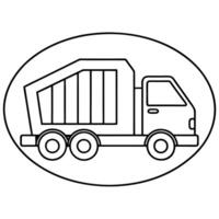trash truck logo design, illustration line art vector