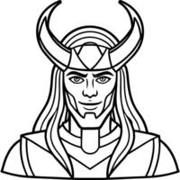norse mythology god loki d with technology, illustration line art vector