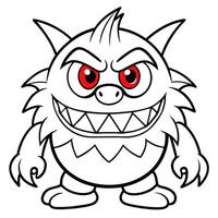 red little angry monster on a white background, illustration line art vector