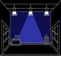 dark scene with a smoky dark blue background empty dark room with spotlights for displaying vector