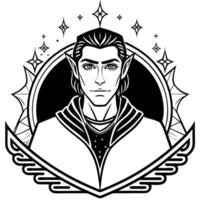 dark fantasy background with empty copy-space ai image, illustration line art vector