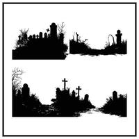 A spooky fog rolling through a graveyard silhouette vector