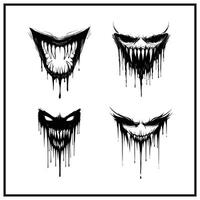 A vampire's fangs with dripping blood silhouette vector