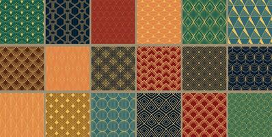 Collection of seamless decorative color patterns - geometric ornamental design. Repeatable retro elegant backgrounds. Symmetry vintage endless prints vector