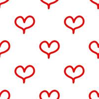 Super cute line red heart shape seamless pattern. vector