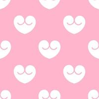Strange heart shape seamless pattern on pink background. vector
