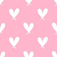 Hand Drawn Cute Heart shape seamless pattern on pink background. vector