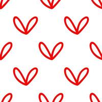 Mini Cartoon doodle red heart shape seamless pattern. vector