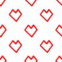 Cute red outline polygon heart shape seamless pattern. vector