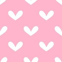 Small Cartoon doodle heart shape seamless pattern on pink background. vector