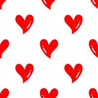 Cartoon red heart shape seamless pattern. vector