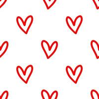 Tiny cartoon red heart shape seamless pattern. vector