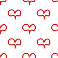 Weird red outline heart shape seamless pattern. vector