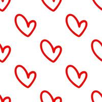 Mini red outline heart shape seamless pattern. vector