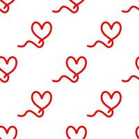 Outline red balloon heart shape seamless pattern. vector