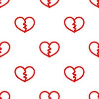 Outline broken heart shape seamless pattern. vector