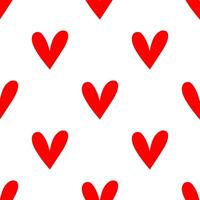 Minimal red heart shape seamless pattern. vector